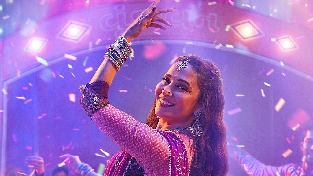 <div class="paragraphs"><p>Madhuri Dixit in the film poster of<em> Maja Ma.</em></p></div>