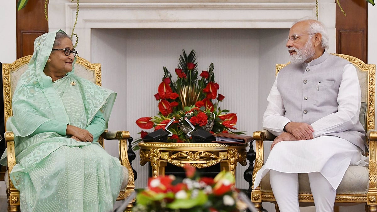 <div class="paragraphs"><p>Prime Minister <a href="https://www.thequint.com/topic/narendra-modi">Narendra Modi</a> and <a href="https://www.thequint.com/topic/bangladesh">Bangladesh</a> Prime Minister <a href="https://www.thequint.com/topic/bangladesh-pm-sheikh-hasina">Sheikh Hasina</a> hold talks at Hyderabad House on Tuesday, 6 September.</p></div>