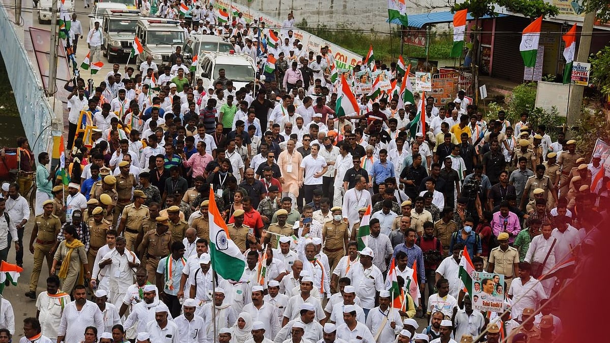 <div class="paragraphs"><p><a href="https://www.thequint.com/topic/congress-party">Congress</a> leader <a href="https://www.thequint.com/topic/rahul-gandhi">Rahul Gandhi</a>, along with several party leaders, embarked on the '<a href="https://www.thequint.com/news/politics/rahul-gandhi-congress-bharat-jodo-yatra-tamil-nadu-mk-stalin">Bharat Jodo Yatra</a>' from Kanyakumari on Thursday, 8 September.</p></div>