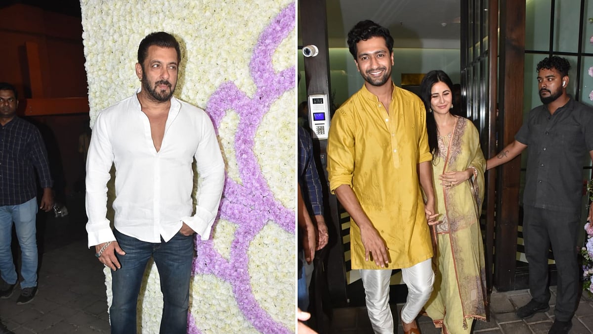 <div class="paragraphs"><p>Salman Khan, Vicky Kaushal and Katrina Kaif at Arpita Khan and Ayush Sharma's Ganesh Puja celebrations.</p></div>