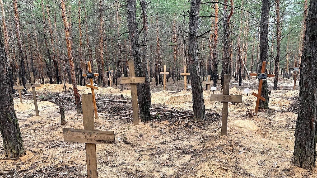 <div class="paragraphs"><p>The mass burial site found in Izium, Ukraine. </p></div>
