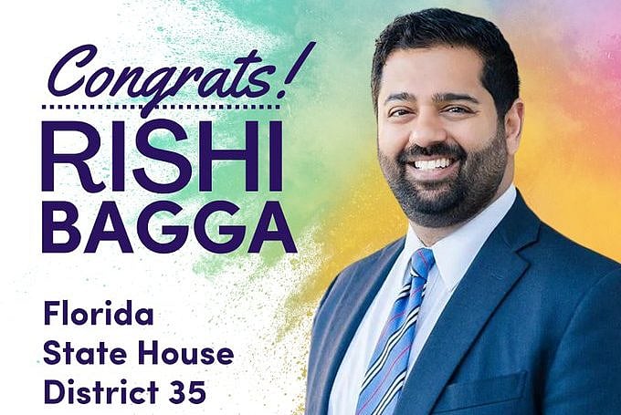 <div class="paragraphs"><p>Rishi Bagga, an Indian American attorney, won the Democratic nomination to the Florida State House of Representatives in the United States. </p></div>