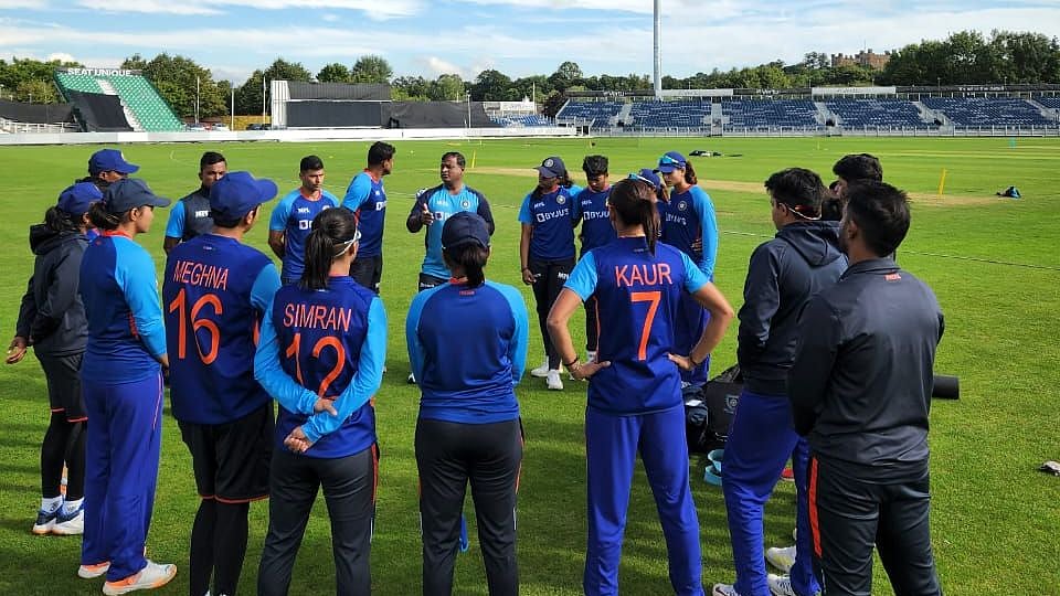 <div class="paragraphs"><p>The Indian women's team members during a practice session ahead of their three-match T20 series against England. </p></div>