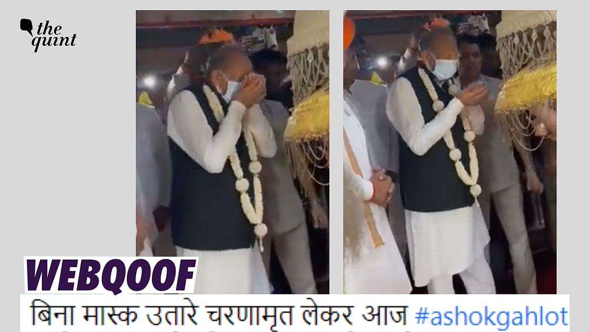 <div class="paragraphs"><p>Fact-check: The claim states that Ashok Gehlot was drinking holy water with his mask on.</p></div>