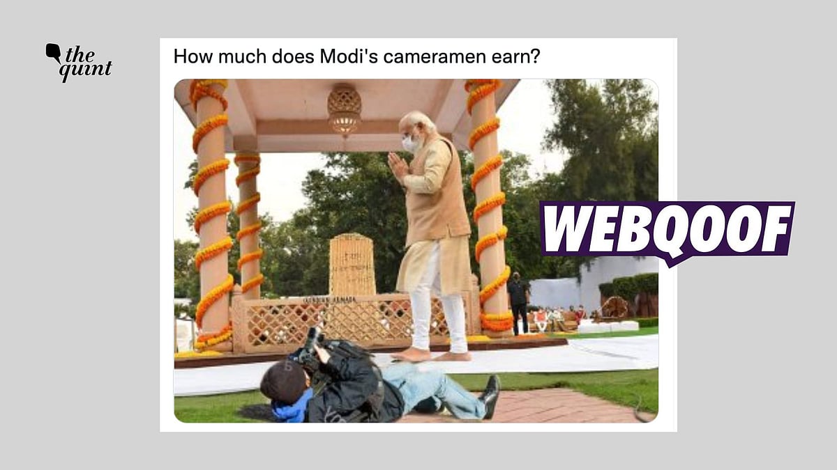 <div class="paragraphs"><p>Users are sharing a photo of Prime Minister Narendra Modi, which shows a photographer lying on the ground to click his picture.</p></div>