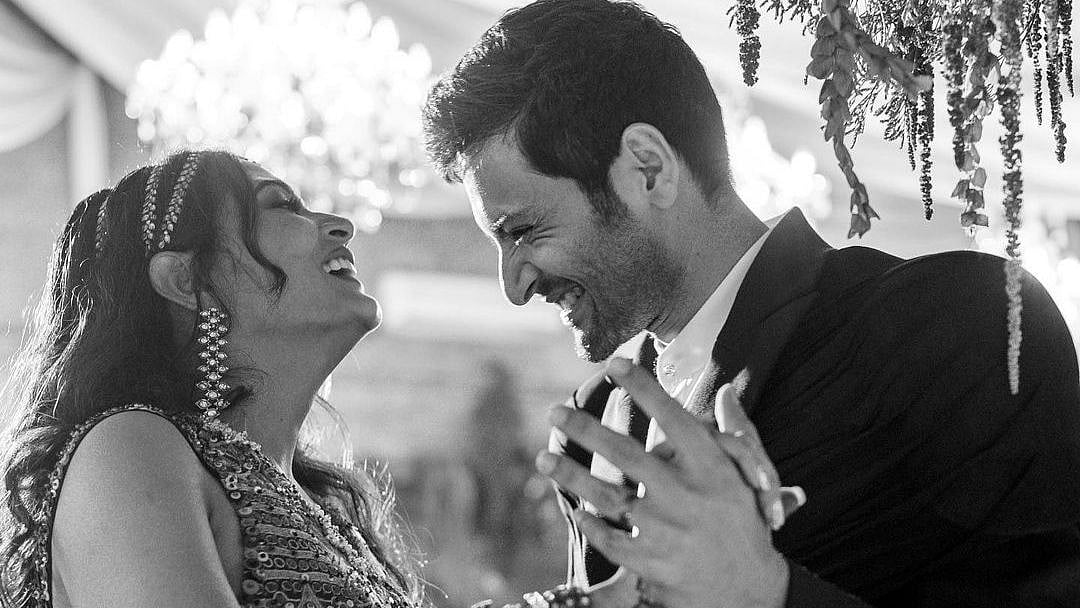 <div class="paragraphs"><p>Richa Chadha and Ali Fazal dance hand-in-hand at their wedding reception.</p></div>