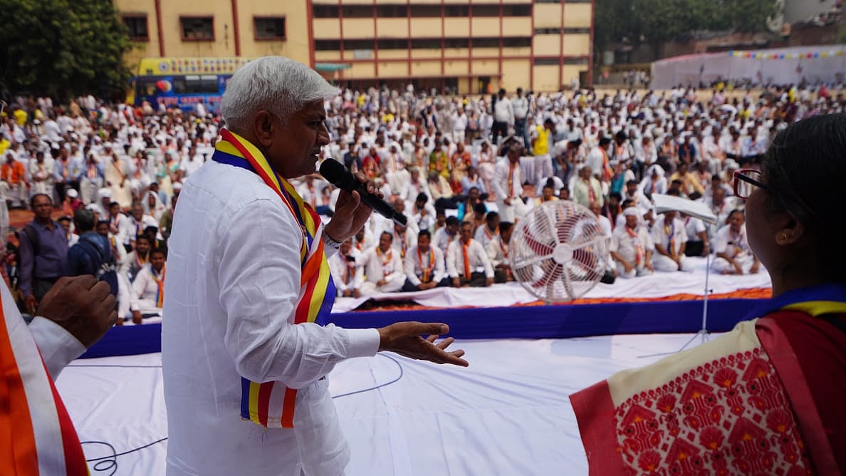 <div class="paragraphs"><p>AAP Minister Rajendra Pal Gautam at the Buddha Dhamma Deeksha Samaroh. </p></div>