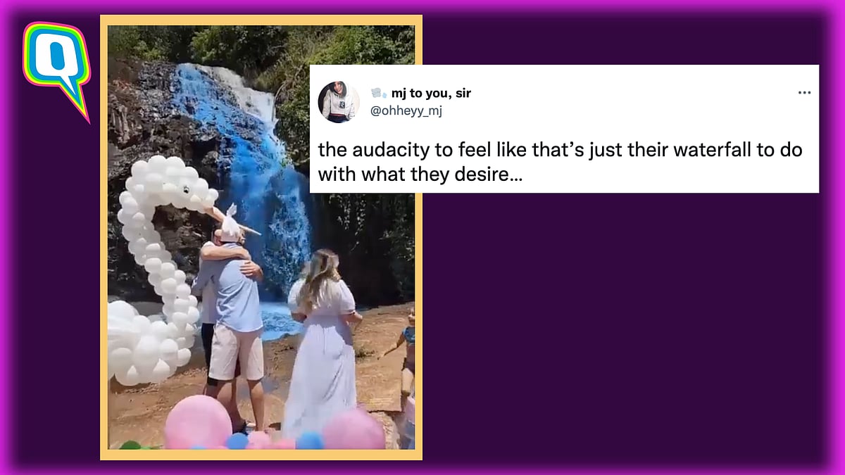 <div class="paragraphs"><p>The couple in Brazil coloured the local waterfall blue for their gender-reveal party. </p></div>