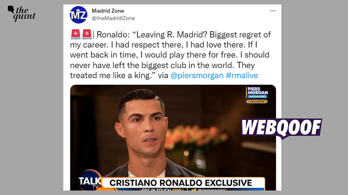 <div class="paragraphs"><p>Fact Check | Ronaldo didn't say he regrets leaving football club, Real Madrid. </p></div>
