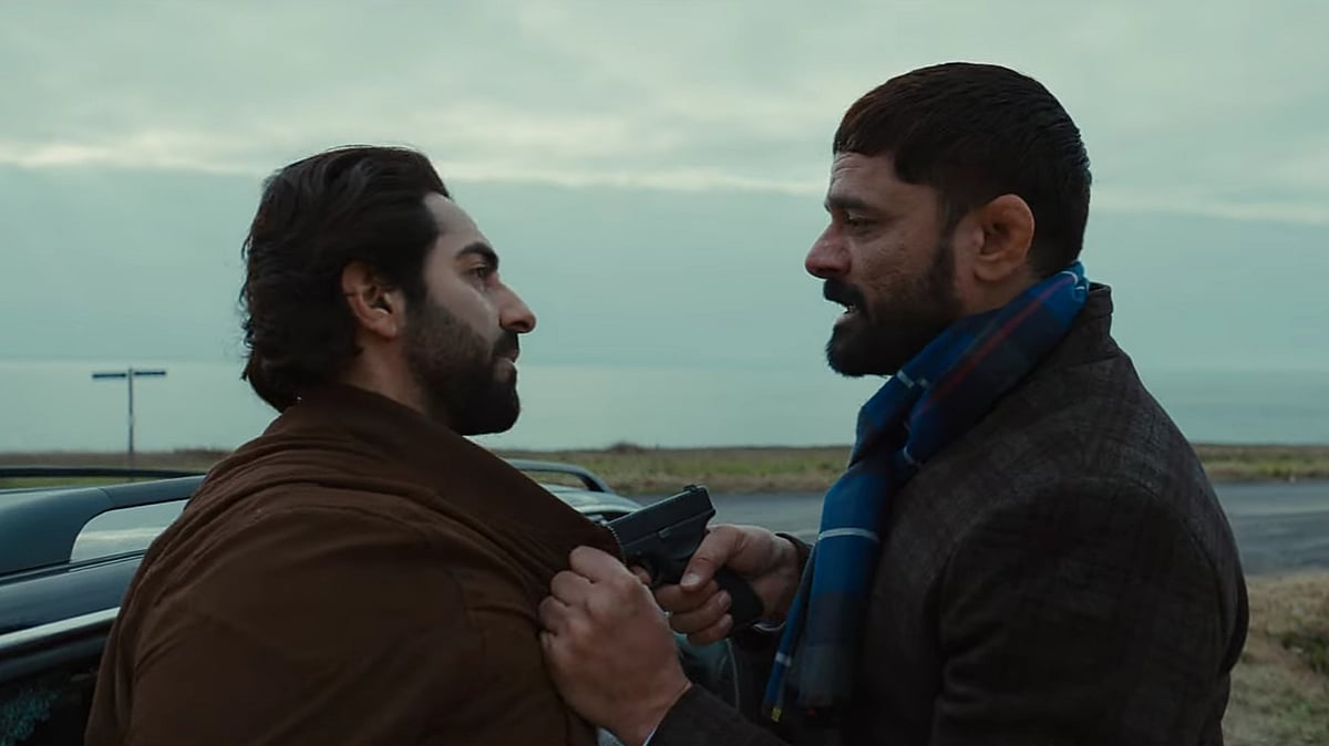<div class="paragraphs"><p>Ayushmann Khurranna and Jaideep Ahlawat in a still from<em> An Action Hero.</em></p></div>