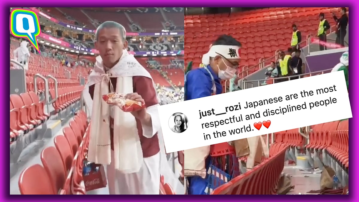 <div class="paragraphs"><p>Japanese fans cleaning the Al-Bayt stadium after the opening match in FIFA World Cup 2022.</p></div>