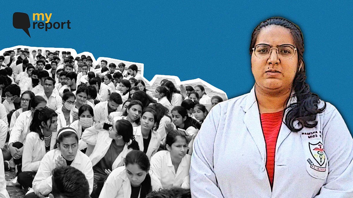 <div class="paragraphs"><p>Medical students from Haryana protesting against the policy bond.</p></div>