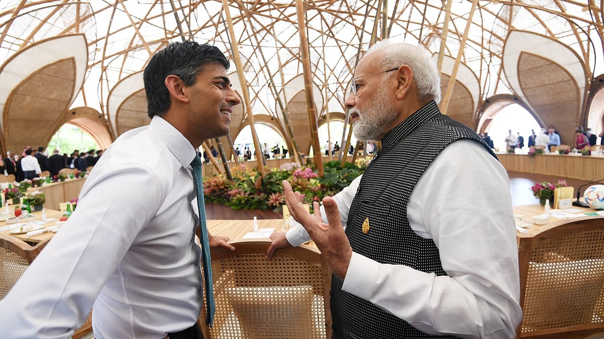 <div class="paragraphs"><p>British PM Rishi Sunak and Indian PM Narendra Modi.</p></div>