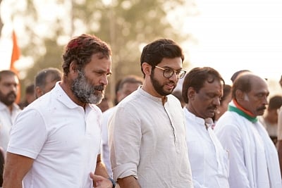 <div class="paragraphs"><p>Nanded: Congress leader Rahul Gandhi with Shiv Sena (Uddhav Balasaheb Thackeray) leader Aaditya Thackeray during Congress Bharat Jodo Yatra in Nanded on Friday, November 11, 2022 </p></div>