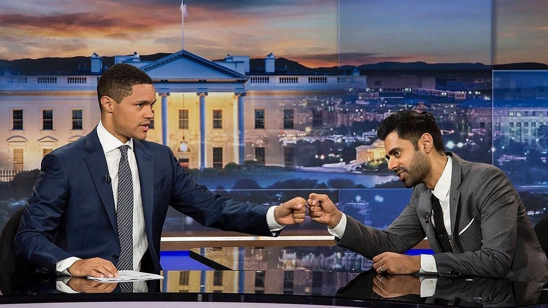 <div class="paragraphs"><p>Hasan Minhaj with Trevor Noah.</p></div>