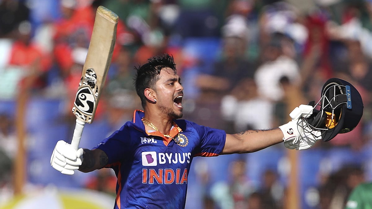<div class="paragraphs"><p>India's Ishan Kishan celebrates his century during the third one day international cricket match between Bangladesh and India in Chittagong, Bangladesh, Saturday, Dec. 10, 2022.</p></div>