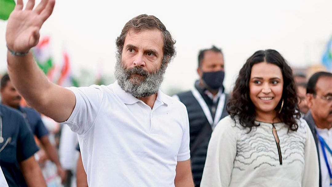 <div class="paragraphs"><p>Rahul Gandhi and Swara Bhaskar at the Bharat Jodo Yatra in Madhya Pradesh.</p></div>