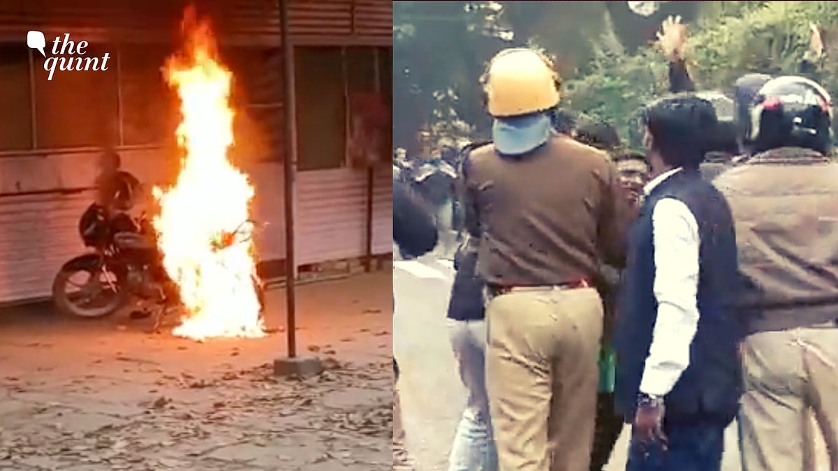 <div class="paragraphs"><p>Stones were thrown between the guards and students and a bike was also set on fire. </p></div>