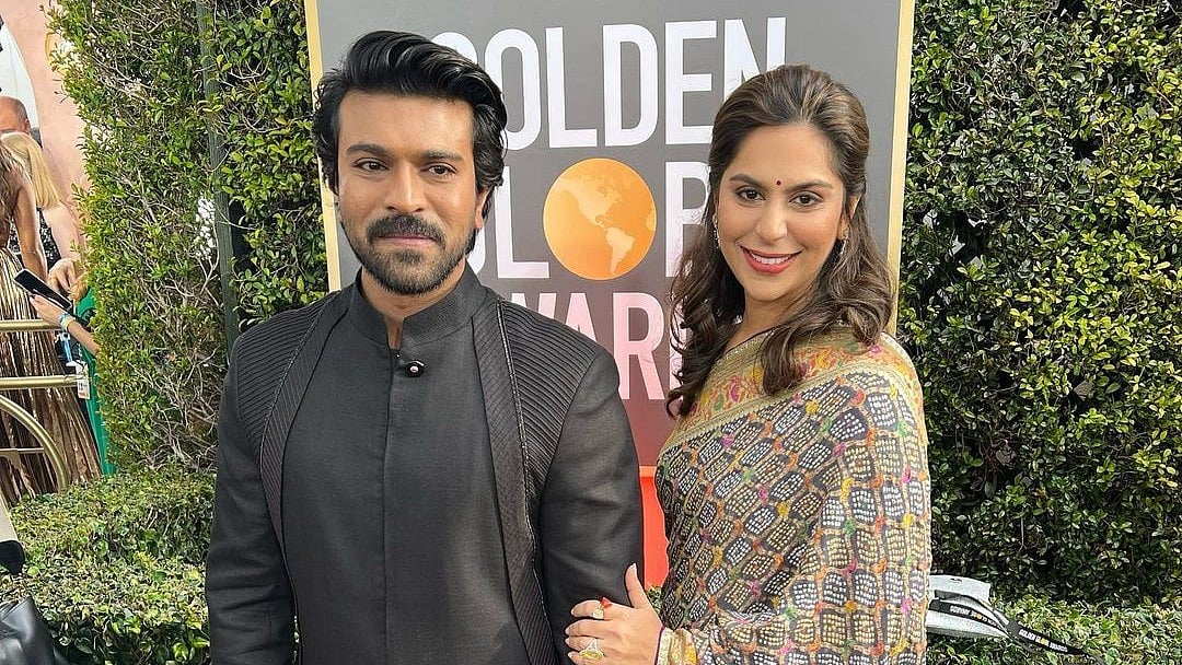 <div class="paragraphs"><p>Ram Charan's wife Upasana Kamineni Konidela cheers for<em> RRR's</em> historic win at the Golden Globes.</p></div>