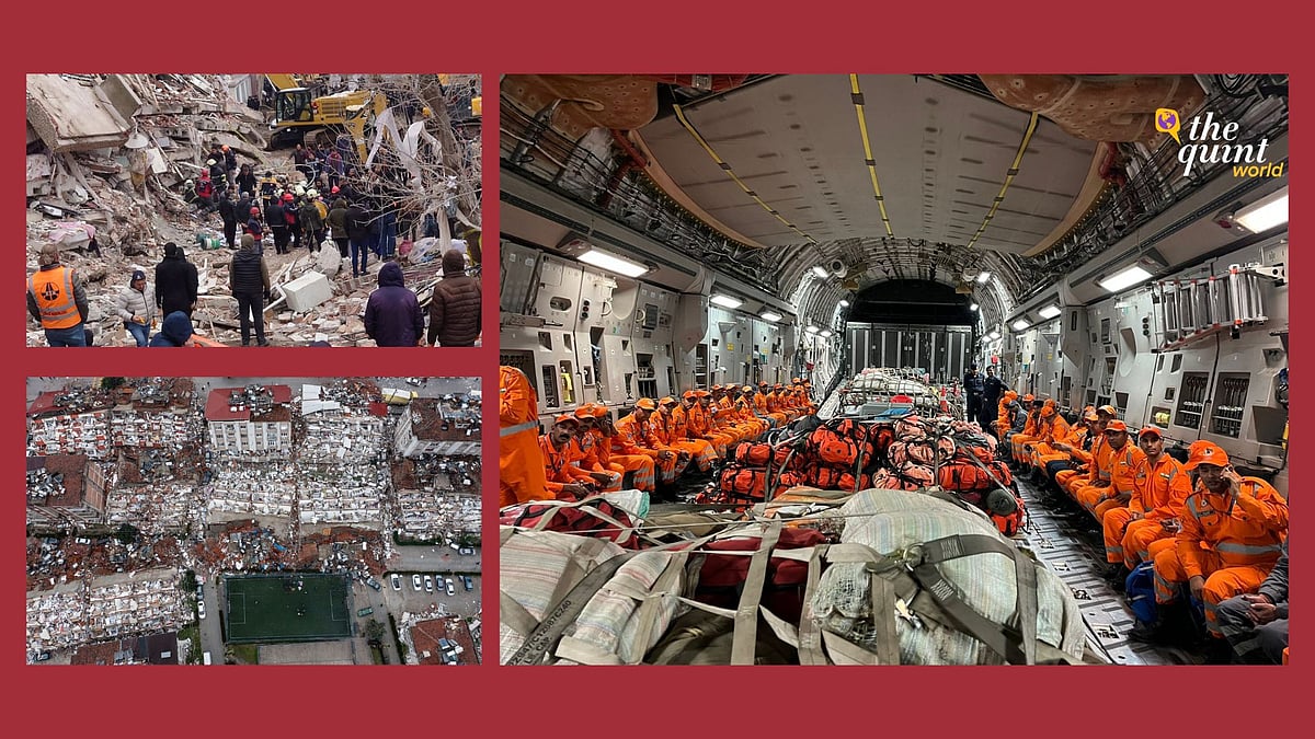 <div class="paragraphs"><p>An IAF C-17 aircraft carrying the first batch of earthquake relief material including NDRF Search and Rescue Teams, specially trained dog squads, medical supplies, drilling machines and other necessary equipment left for Turkey on Monday night.&nbsp;</p></div>