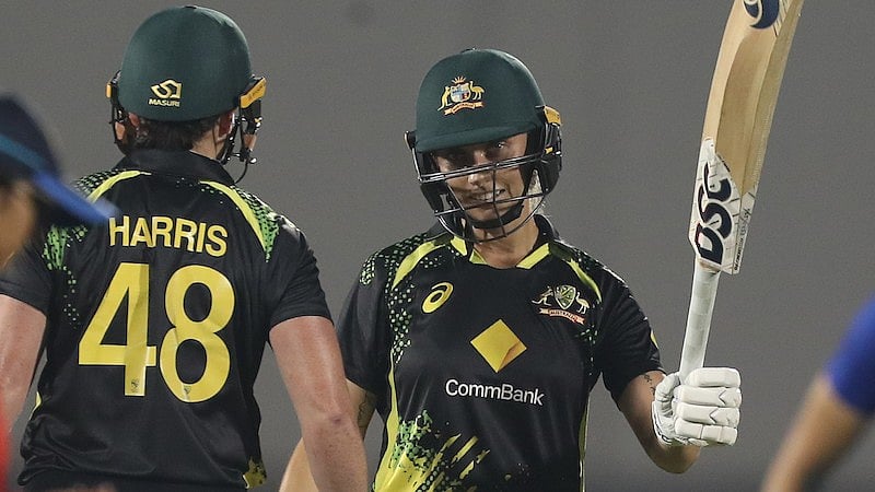<div class="paragraphs"><p>Ashleigh Gardner of Australia celebrates her fifty during a T20I against India at the Brabourne - CCI Stadium, Mumbai on the 20th December 2022.</p></div>