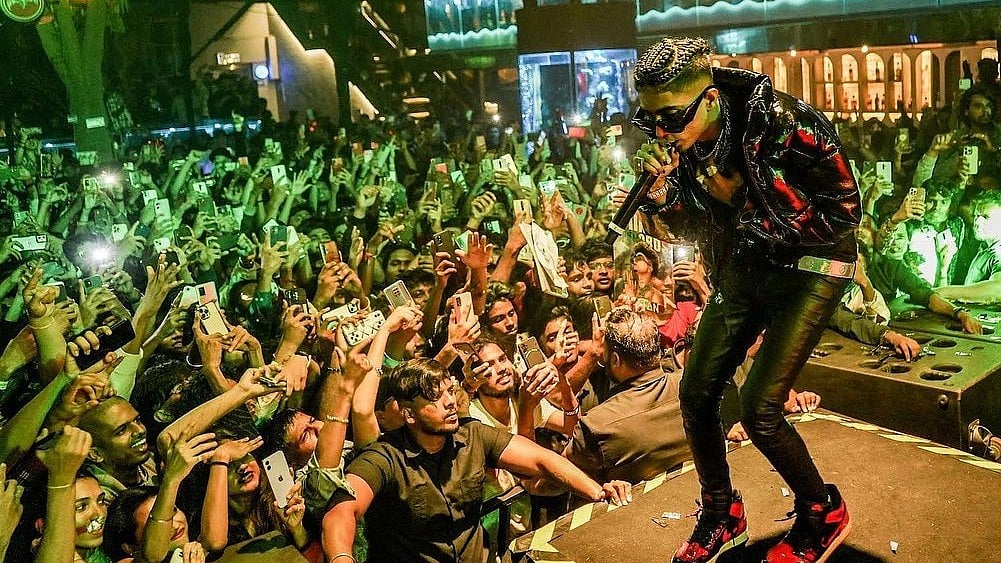 <div class="paragraphs"><p>MC Stan at his live concert.</p></div>
