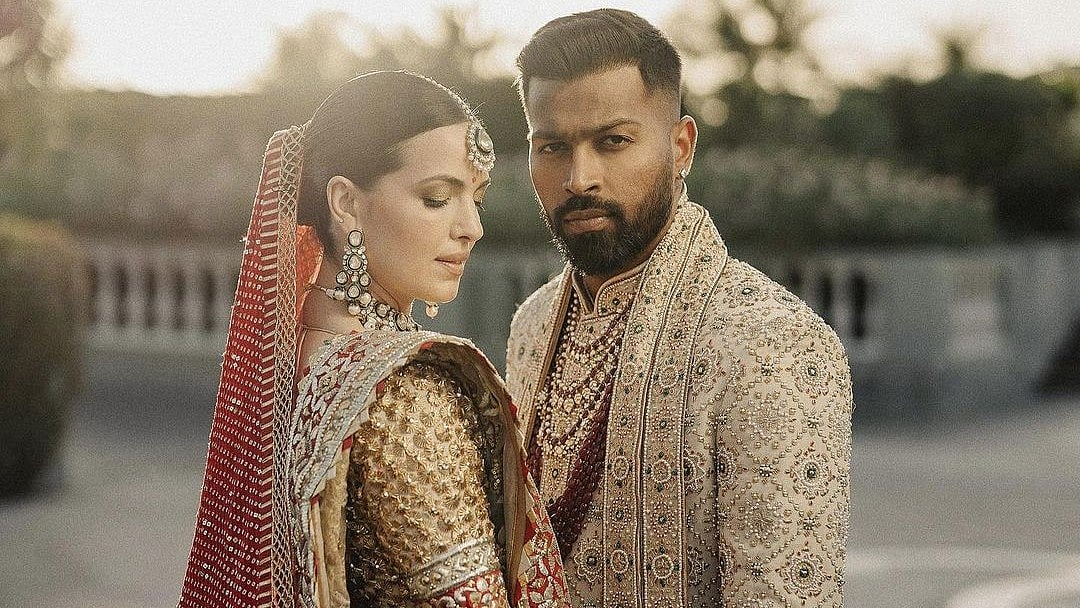 <div class="paragraphs"><p>Hardik Pandya re-married his wife&nbsp;Natasa Stankovic in Udaipur on 14 Feb, 2023.</p></div>