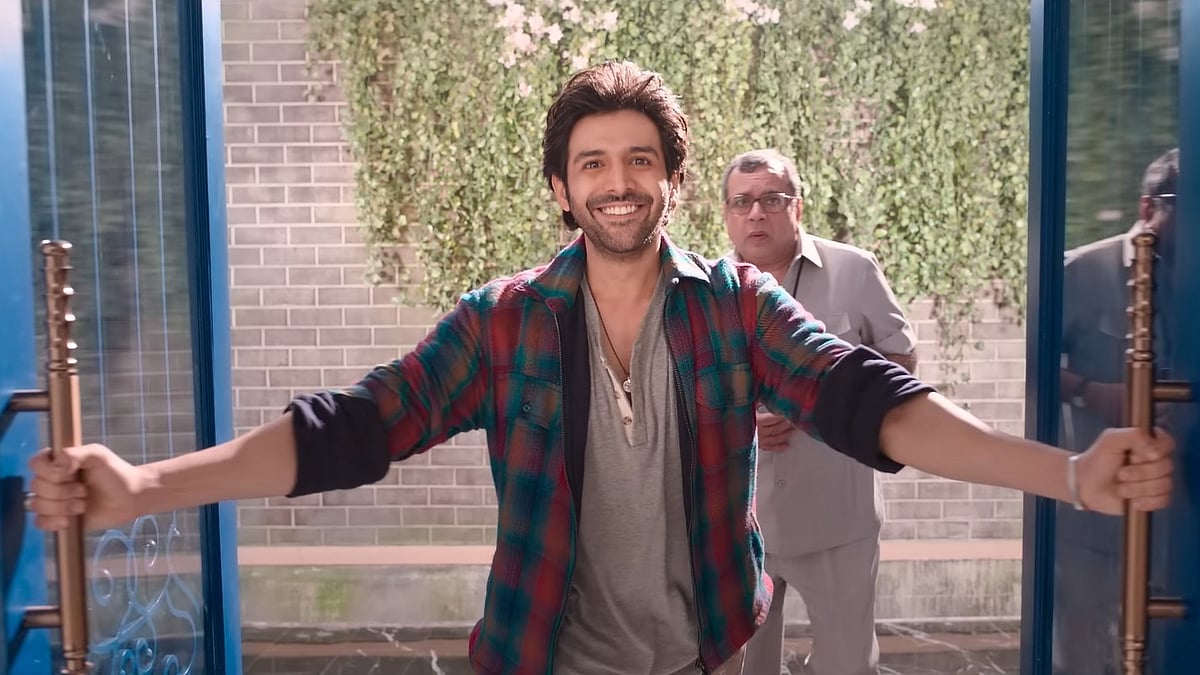 <div class="paragraphs"><p>Kartik Aaryan in a still from<em> Shehzada.</em></p></div>