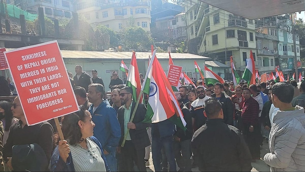 <div class="paragraphs"><p>Protesters take out a rally in Gangtok on Sunday, 5 January. </p></div>