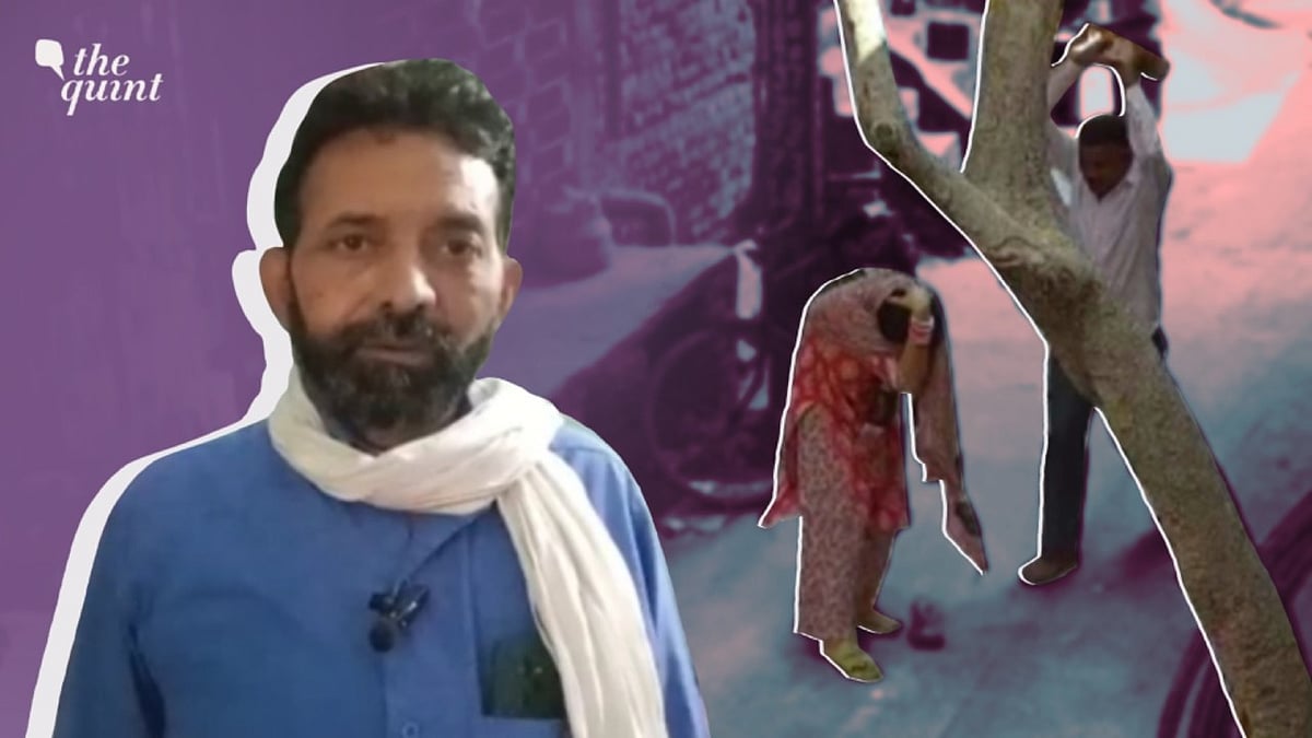 <div class="paragraphs"><p>Kajal's father (left); and a screenshot of the viral video in which she is being hit with a brick by her father-in-law in northwest Delhi. </p></div>