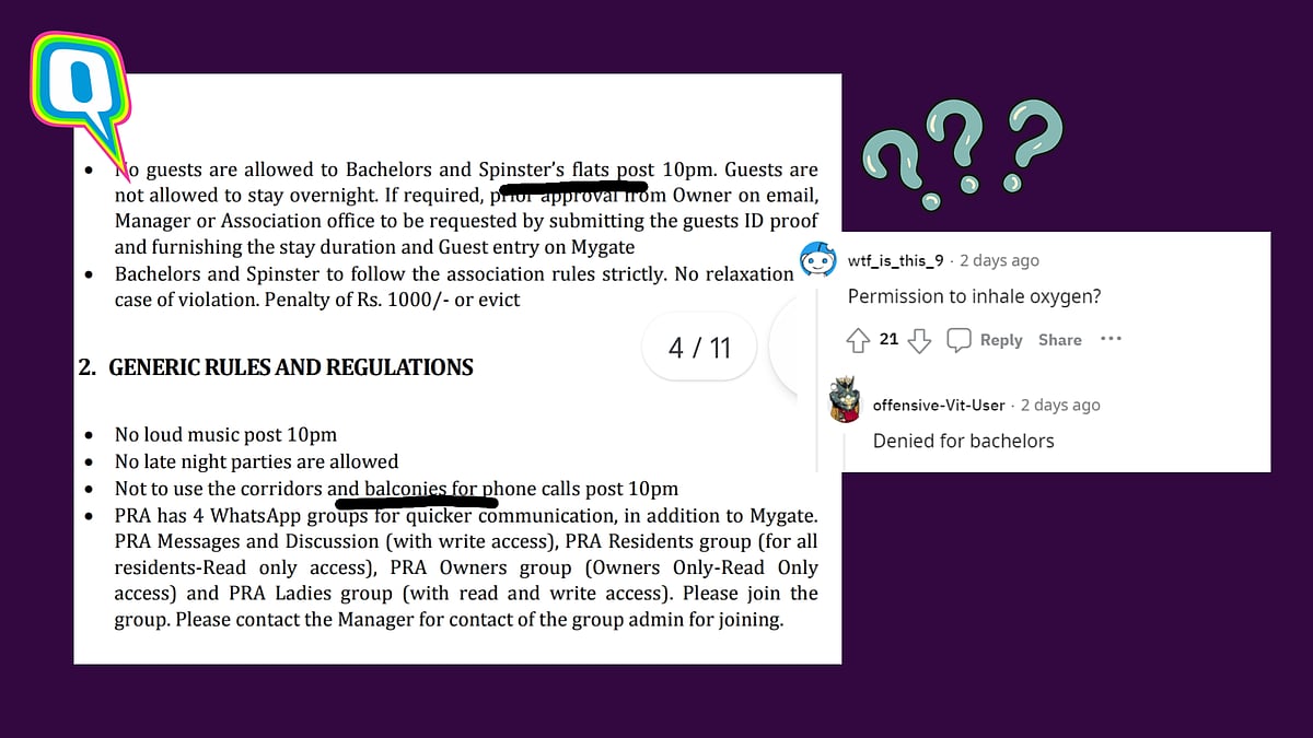 <div class="paragraphs"><p>Bizarre Rules For Bachelors In Bengaluru Housing Societies Shock Netizens </p></div>