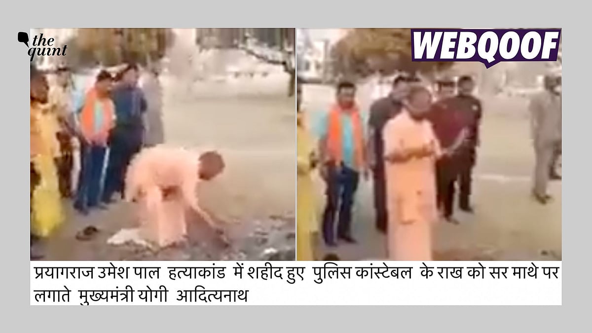 <div class="paragraphs"><p>A video of UP CM Yogi Adityanath applying ashes on his forehead is being shared in false claims. </p></div>