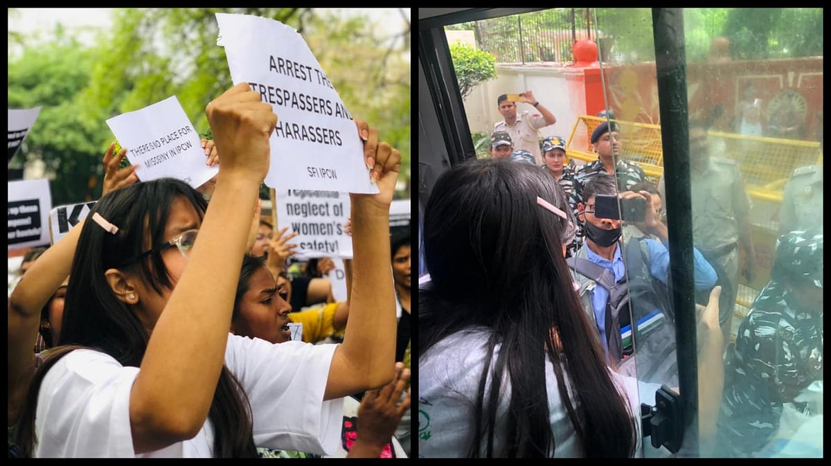 <div class="paragraphs"><p>Visuals from the protest organised by student groups AISA and SFI on Wednesday. </p></div>