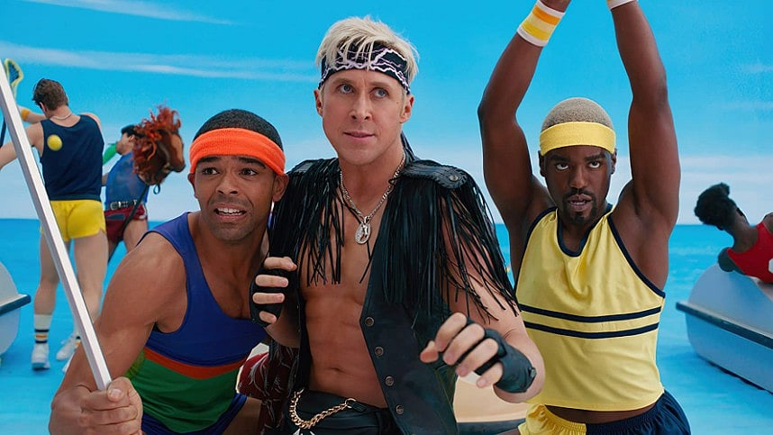 <div class="paragraphs"><p>Kingsley Ben-Adir, Ryan Gosling and Ncuti Gatwa in a still from<em> Barbie.</em></p></div>