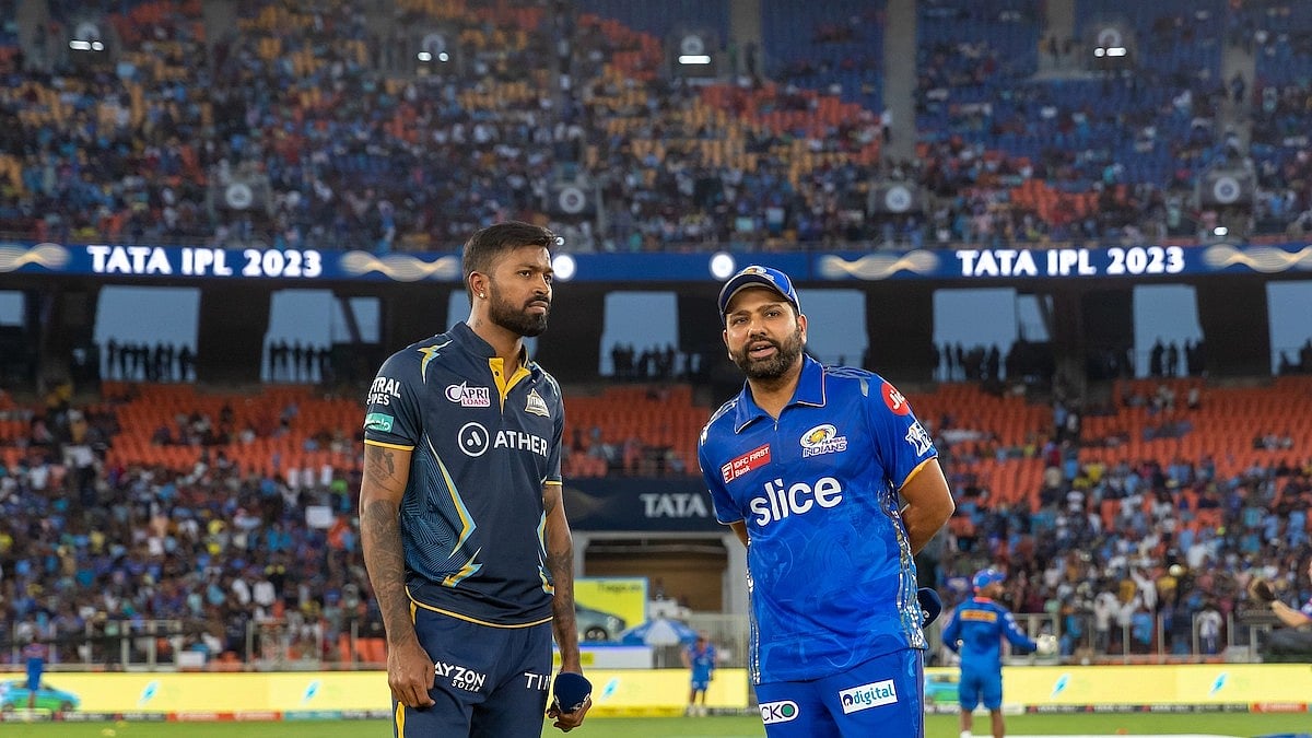 <div class="paragraphs"><p>Hardik Pandya of Gujarat Titans and Rohit Sharma of Mumbai Indians at the toss during match 35 of the Tata Indian Premier League 2023 between the Gujarat Titans and the Mumbai Indians</p></div>