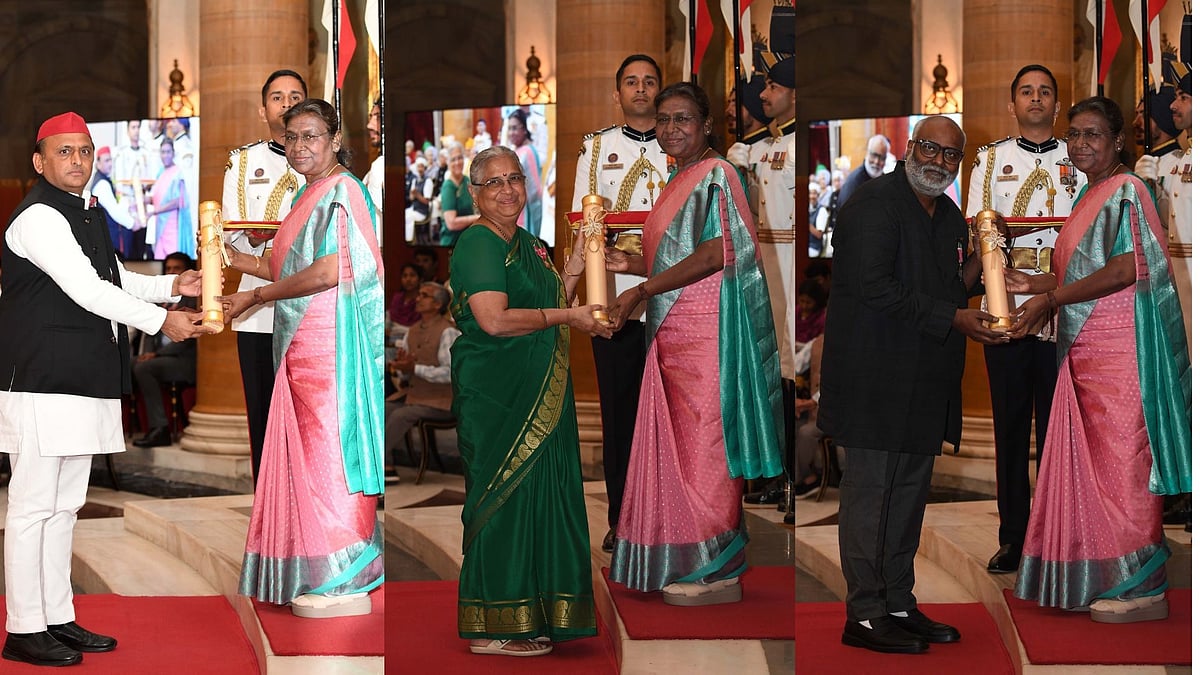 <div class="paragraphs"><p>President Droupadi Murmu conferred the Padma awards on several notable individuals in a ceremony held at the Rashtrapati Bhavan in New Delhi on Wednesday, 5 April.</p></div>