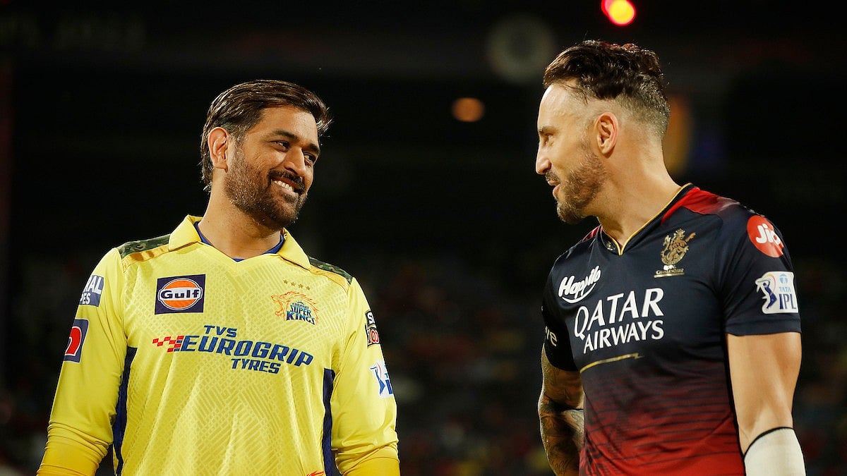 <div class="paragraphs"><p>MS Dhoni  and Faf du Plessis  having a chat during before the starting of the 24th match of the Tata Indian Premier League 2023 between the Royal Challengers Bangalore and the Chennai Super Kings</p></div>