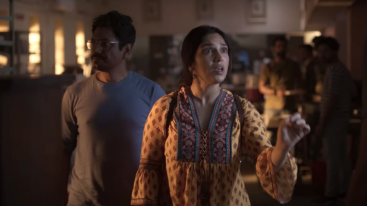 <div class="paragraphs"><p>Nawazuddin Siddiqui and Bhumi Pednekar in a still from<em> Afwaah.</em></p></div>