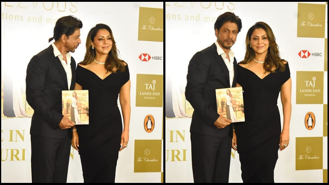<div class="paragraphs"><p>Shah Rukh Khan with Gauri Khan at her book launch. </p></div>