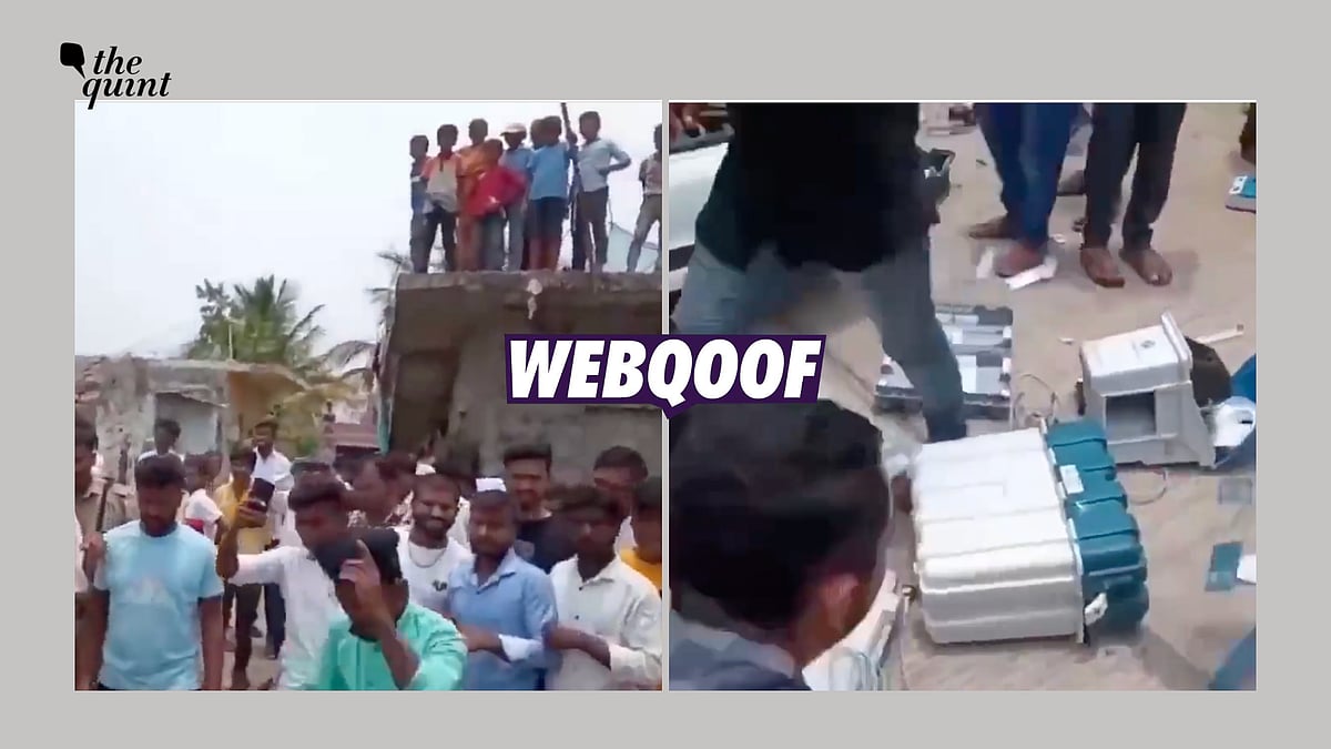 <div class="paragraphs"><p>The video shows people breaking EVMs and overturning a car in Karnataka.</p></div>