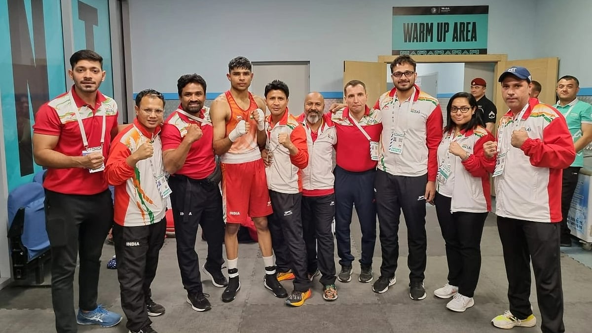 <div class="paragraphs"><p>Nishant Dev advances to the pre-quarters of the World Boxing Championship in 71 kg category.</p></div>