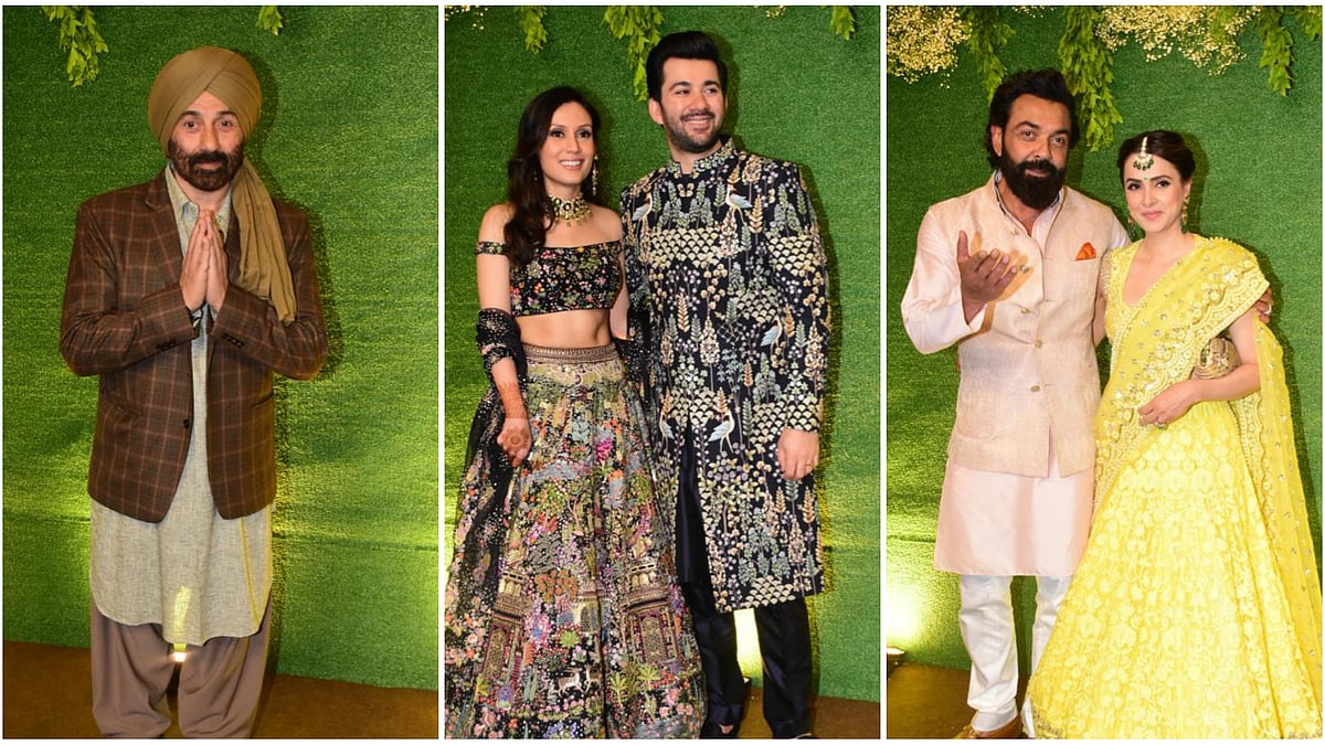 <div class="paragraphs"><p>Sunny Deol, Bobby Deol arrive for Karan Deol's sangeet ceremony. </p></div>
