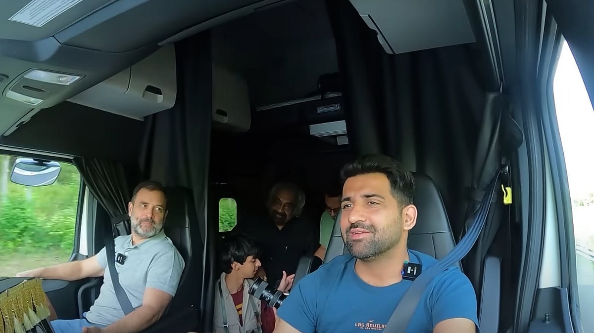 <div class="paragraphs"><p>Rahul Gandhi take a truck ride in the USA.</p></div>