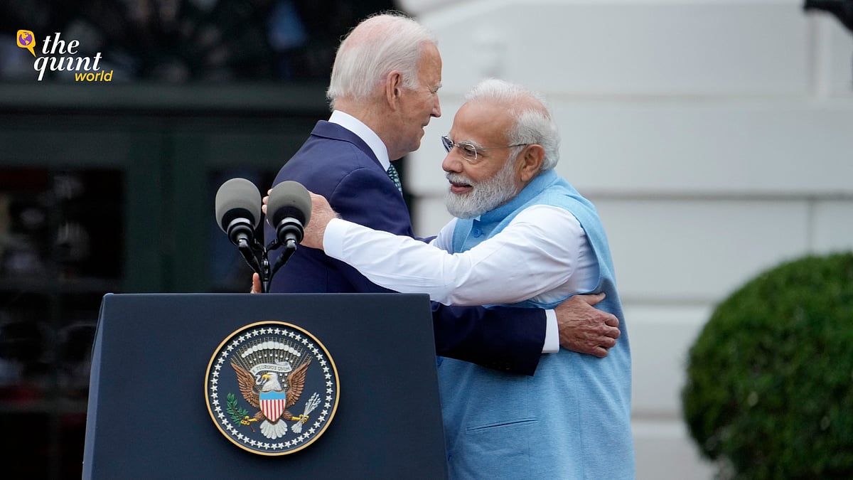 <div class="paragraphs"><p>Prime Minister <a href="https://www.thequint.com/news/world/pm-narendra-modi-us-visit-2023-yoga-day-live-news-updates">Narendra Modi</a>, currently on a <a href="https://www.thequint.com/news/world/pm-narendra-modi-us-visit-2023-yoga-day-live-news-updates">three-day state visit</a> to the United States, received a warm welcome at the White House today, where he engaged in bilateral talks with US President Joe Biden.&nbsp;</p></div>