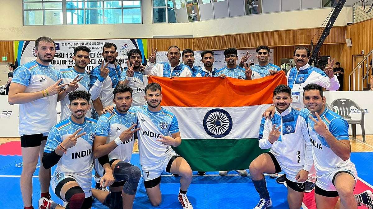 <div class="paragraphs"><p>The Indian Kabaddi team poses after winning the Asian Kabaddi Championship</p></div>