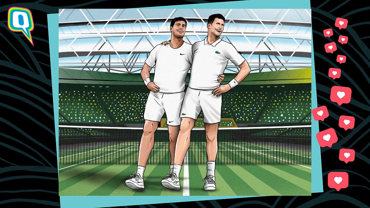 <div class="paragraphs"><p>Novak Djokovic and Carlos Alcaraz are seen performing the hook step from <em>RRR</em>'s 'Naatu Naatu'</p></div>