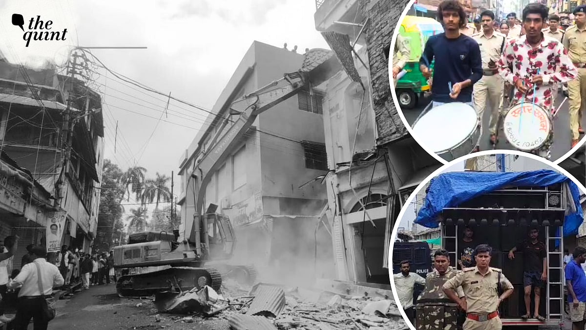 <div class="paragraphs"><p>In a first, the Ujjain district administration in <a href="https://www.thequint.com/news/india/madhya-pradesh-sidhi-urine-case-reality-bjp-leader-mla-kedarnath-shukla-caste-politics">Madhya Pradesh</a> carried out the demolition of a house while dhol played in the background on Wednesday, 19 July.</p></div>