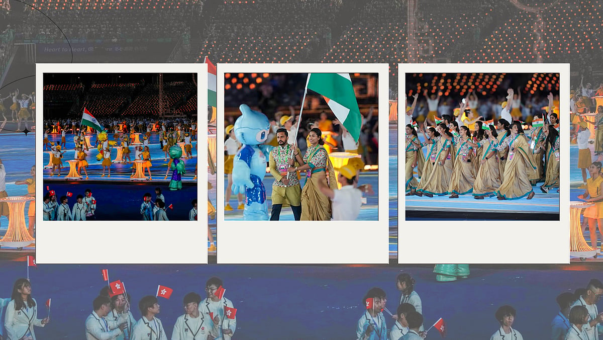 <div class="paragraphs"><p>The Indian contingent is seen at the 2023 Asian Games Opening Ceremony. </p></div>