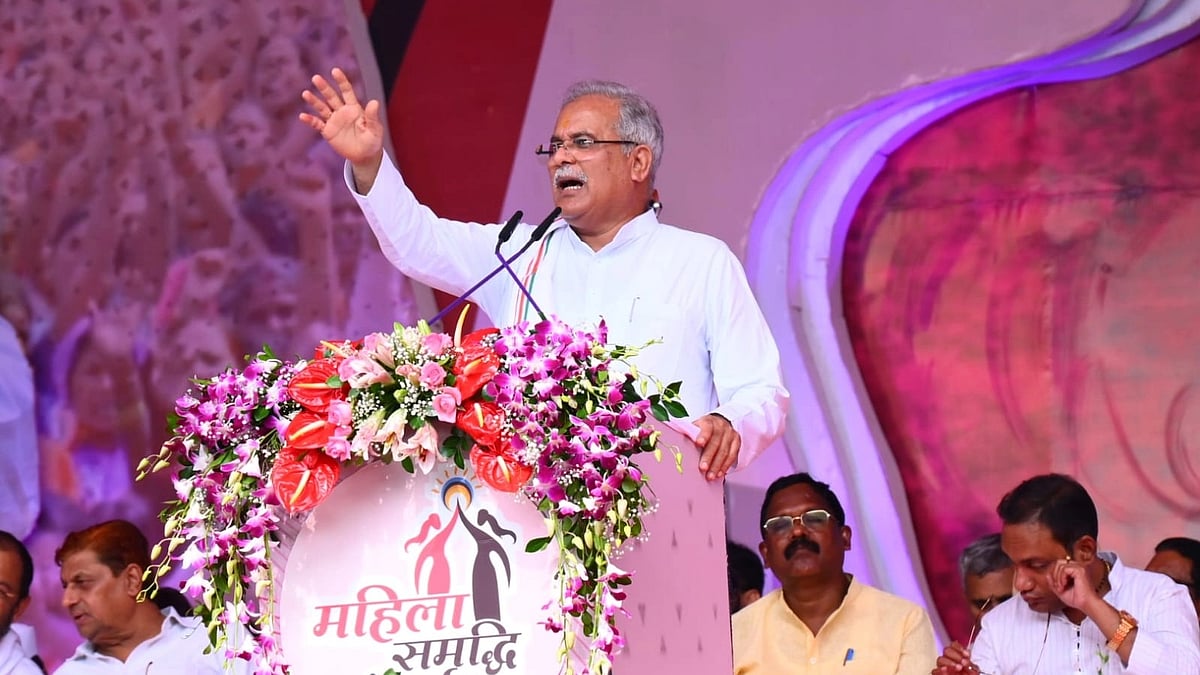 <div class="paragraphs"><p>Chhattisgarh CM Bhupesh Baghel at the <em>Mahila Samriddhi Sammelan </em>event.</p></div>