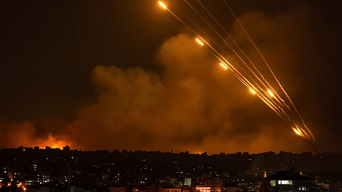 <div class="paragraphs"><p>A barrage of rockets being fired at Israel from the Gaza strip. At least 5,000 rockets were reportedly fired.</p></div>